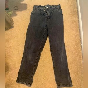 Paper bag waist black Pacsun straight leg jeans.